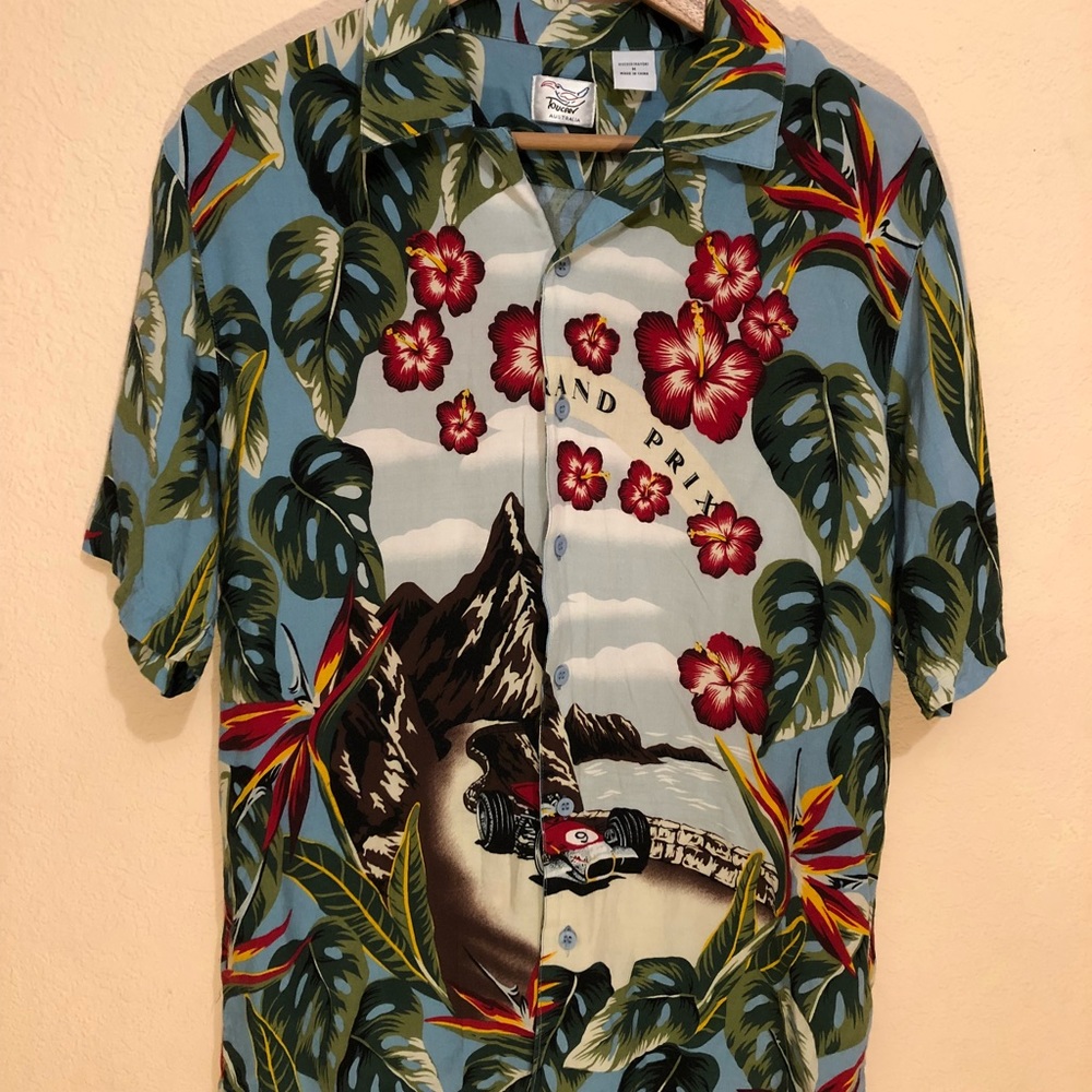 Grand Prix-floral Hawaiian theme shirt